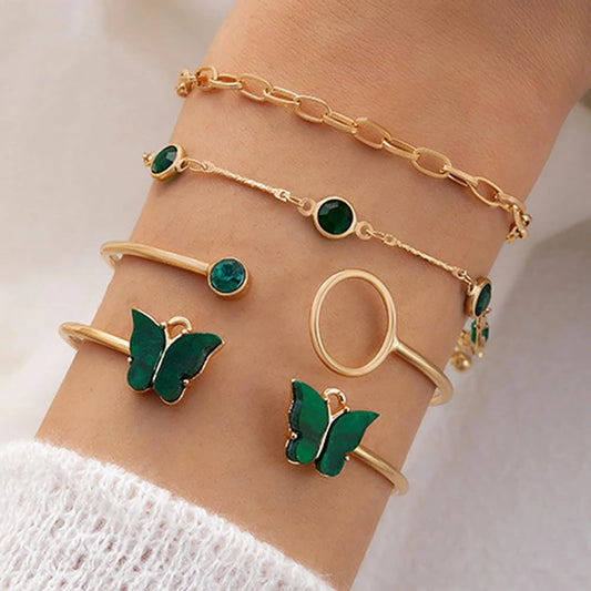 Pulseras Cristal De Mariposa para Mujer x 4