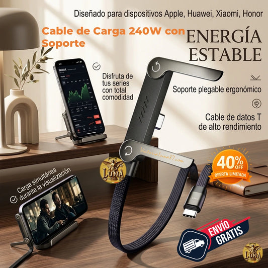 🛡️MagLink Armor 240w™ Cable Magnetico con Soporte y Carga Universal