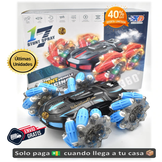 🚗Carro Stunt 4x4 Pro: Doble Control (Reloj y Mano) + Efecto Vapor LED
