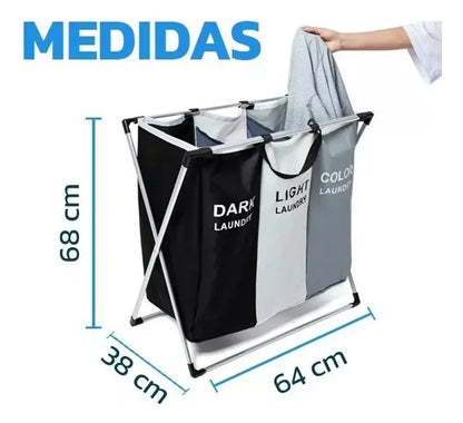 Triple Cesto Plegable Para Ropa Sucia