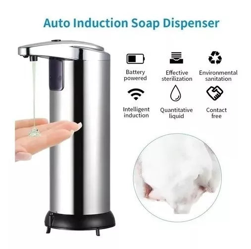 Dispensador de Jabón Manos Libres de 250ml Acero Inoxidable