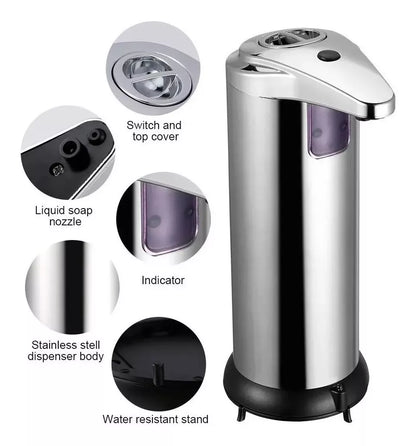 Dispensador de Jabón Manos Libres de 250ml Acero Inoxidable