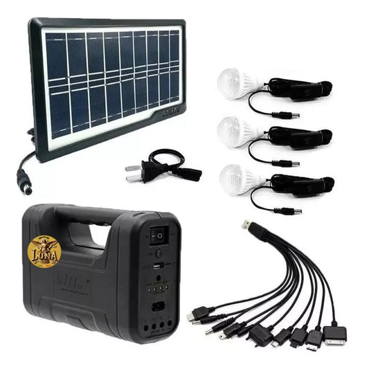 Kit Panel Solar Bombillos + Batería + Linterna y Carga Celulares