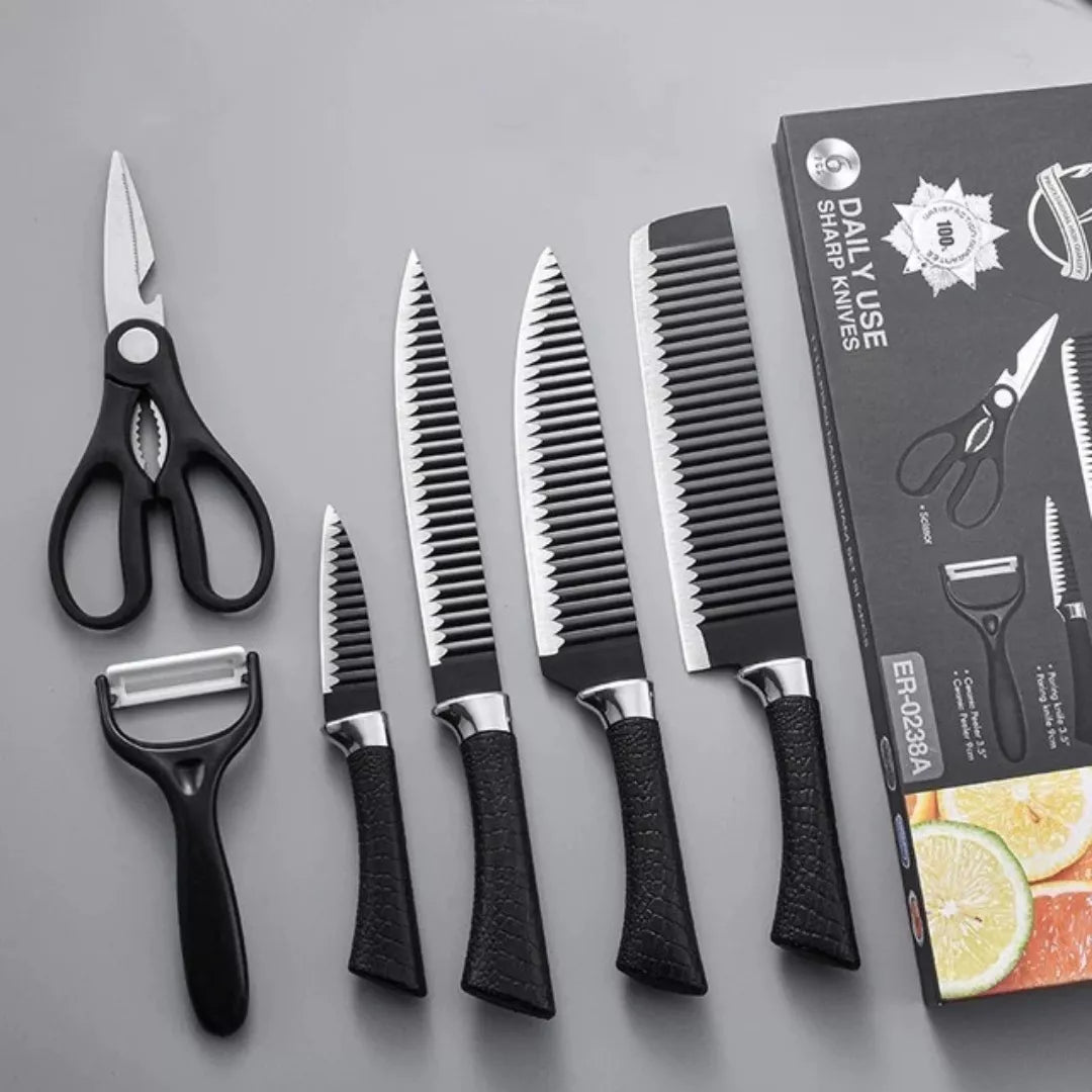 Kit Set Cuchillos x 6 piezas profesionales acero inoxidable