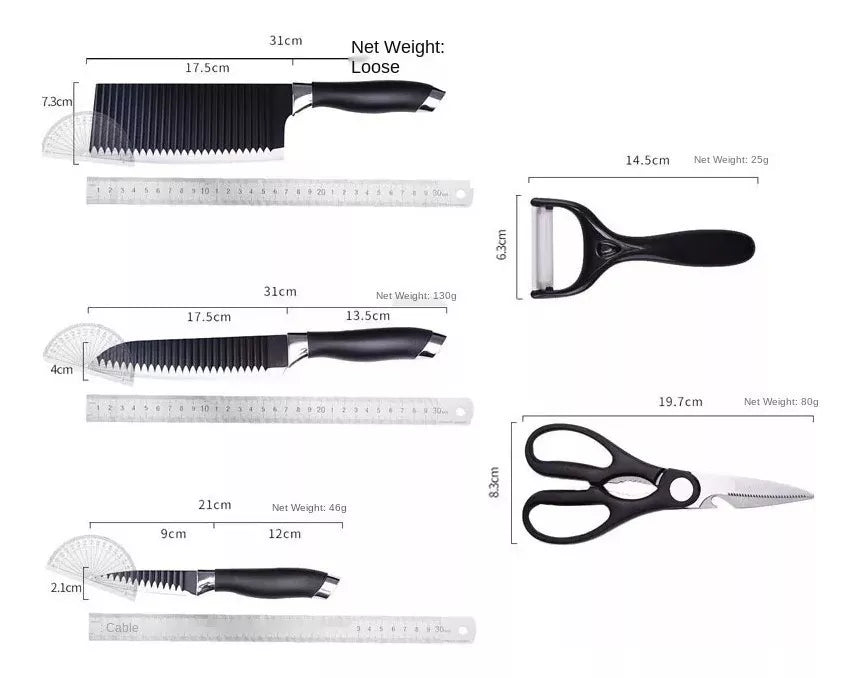 Kit Set Cuchillos x 6 piezas profesionales acero inoxidable