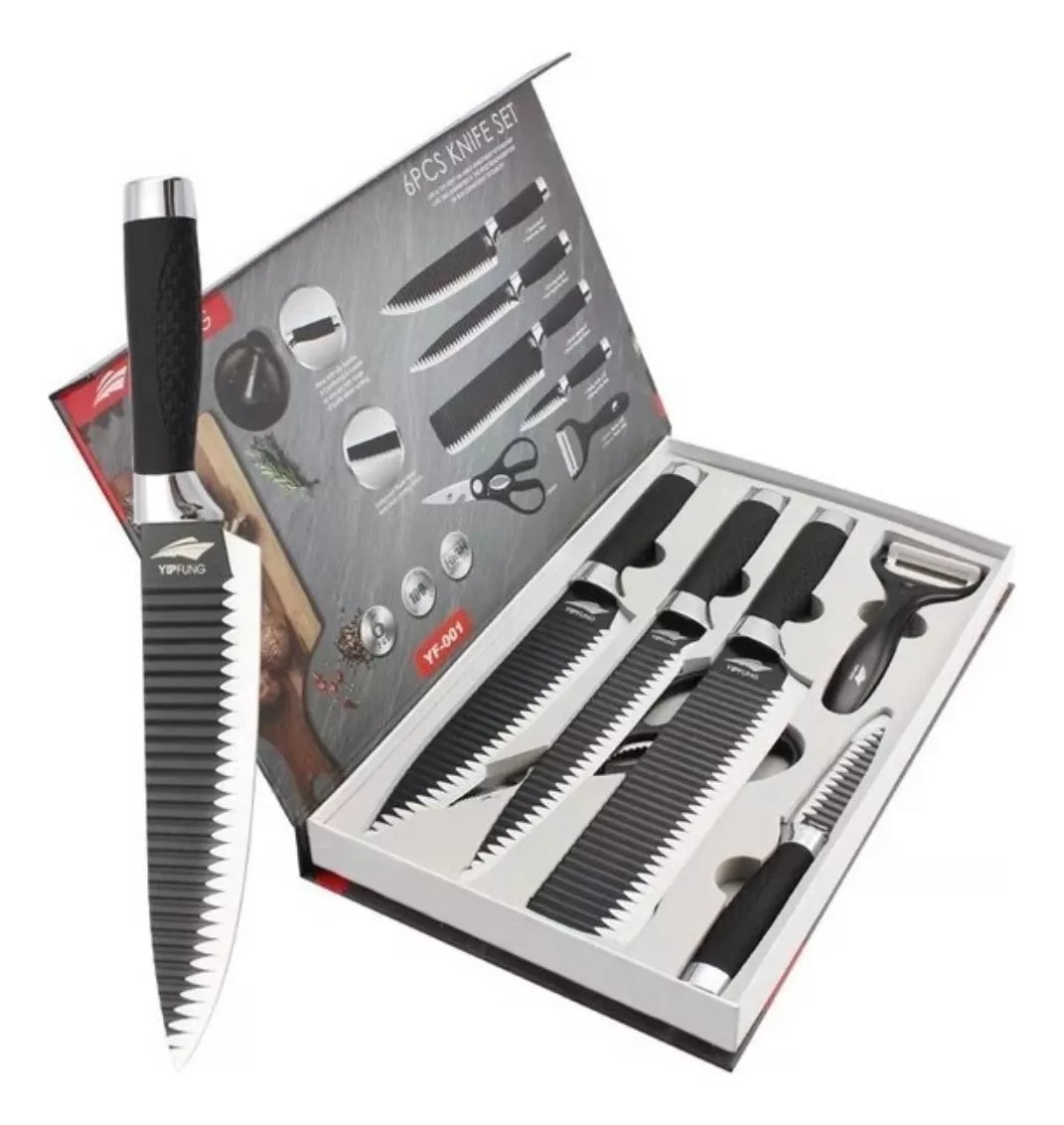 Kit Set Cuchillos x 6 piezas profesionales acero inoxidable
