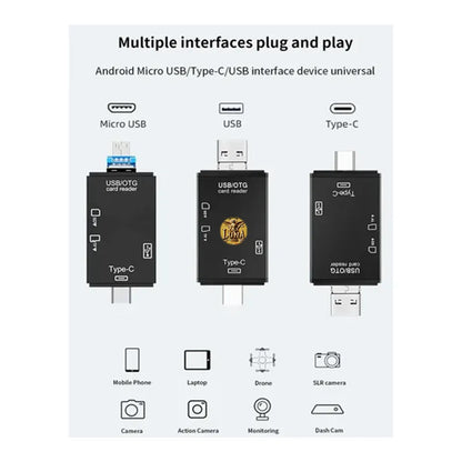 6 en 1 📲 Lector De Memorias Sd Micro Sd Usb C Otg 2.0 Para Celular Pc Negro