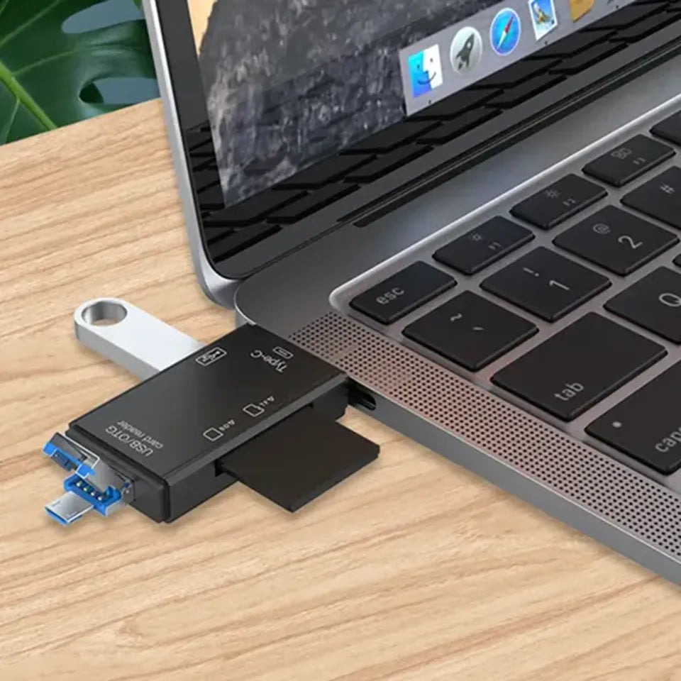 6 en 1 📲 Lector De Memorias Sd Micro Sd Usb C Otg 2.0 Para Celular Pc Negro