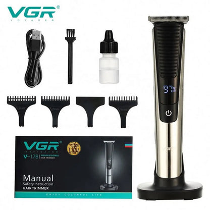 💈Patillera Profesional VGR-178 | Corte Preciso, Potente y Recargable con Pantalla LED