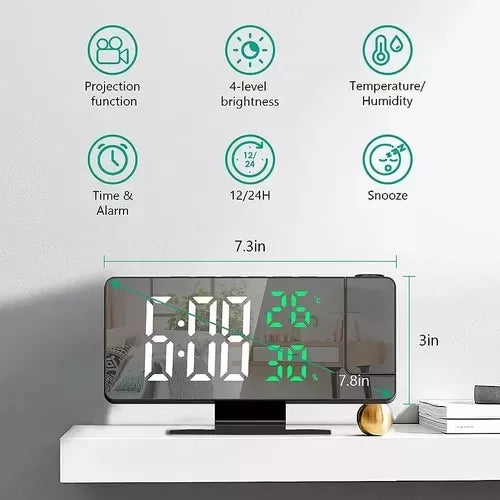 ⏰Reloj LED Despertador con Proyección Digital 180° Compacto